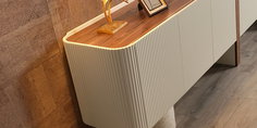 Modern Topkapı Yemek Odası Takımı, ahşap ve terrazzo detaylı yemek masası, bej sandalyeler ve şık büfe ile inegol mobilya kalitesini yansıtır.