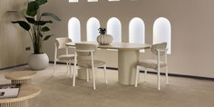 Vena Yemek Odası Takımı, modern oval masa ve 4 sandalyeden oluşan zarif bir set. Minimalist estetiği ve doğal tonlarıyla evinize şıklık katarken, uygun fiyatlı inegöl mobilya seçenekleriyle bütçenizi de koruyor.
