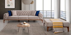 Modern tasarımlı, bej renkli ve tufted detaylı Moskova Köşe Koltuk Takımı. Ergonomik yapısıyla konfor sunan bu Kaliteli İnegöl mobilya, yaşam alanınıza şıklık katacak.