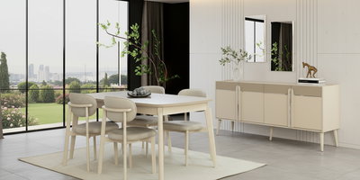 Loft Krem Yemek Odası Takımı| İnegöl Mobilya