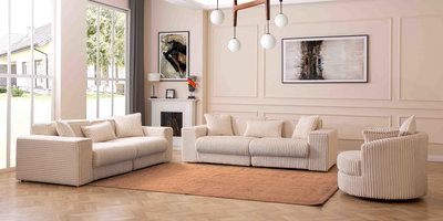 Bej rengi Bubble Koltuk Takımı, modern tasarımlı salon. Konforlu kanepeler ve tekli berjer ile inegöl mobilya kampanyaları. Ev dekorasyonu.