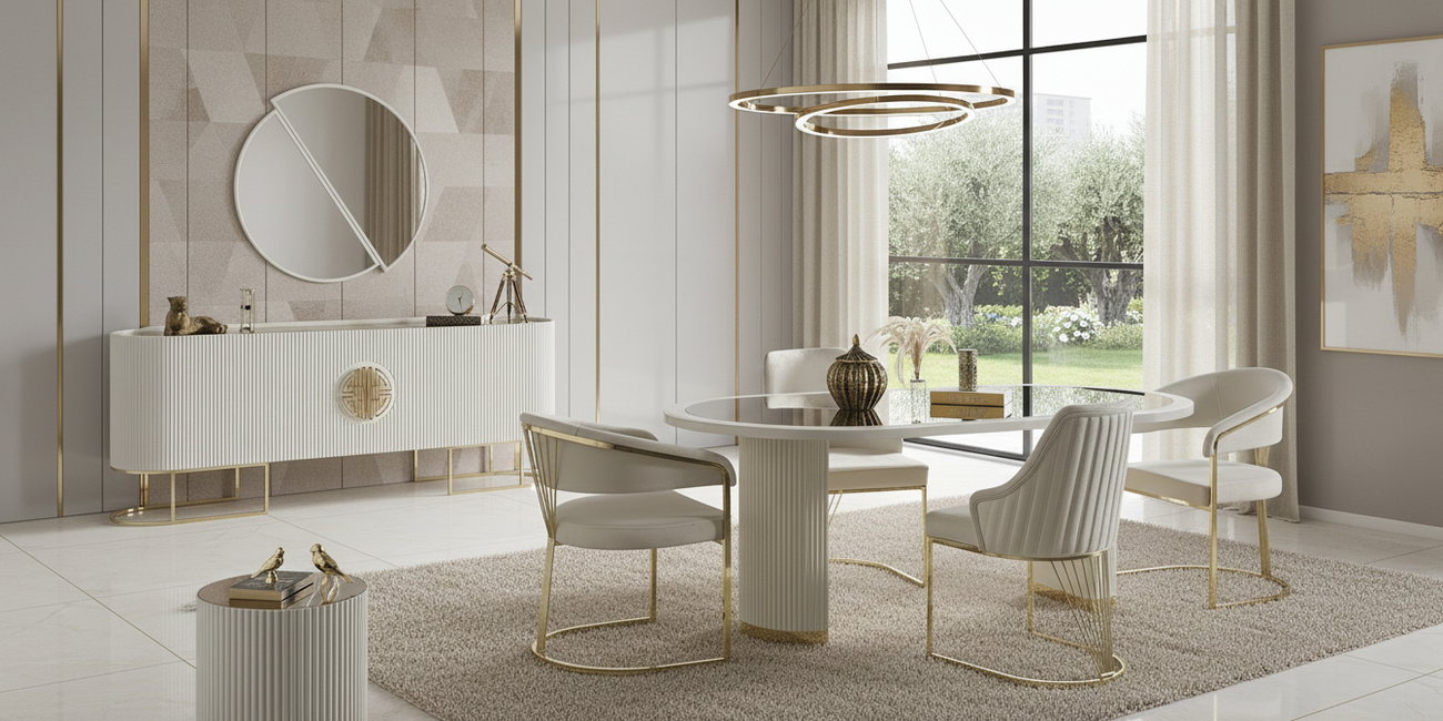 Gucci Yemek Odası Takımı Ekru İnegöl Mobilya