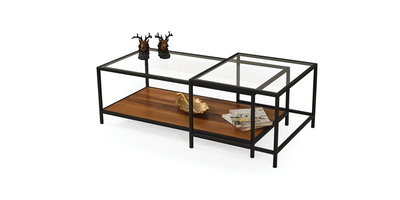 Modern 164 Orta Sehpa, siyah metal iskelet, cam üst tabla ve ahşap raf sunar. Uygun İnegöl mobilya Fiyatları ile şık bir yaşam alanı çözümü.