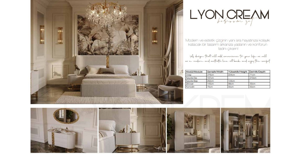 Lyon Krem Yatak Odası Takımı-1859-9