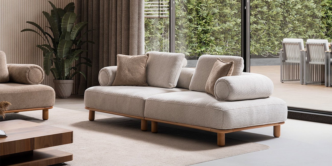 Bambu Koltuk Takımı Krem-1243-9