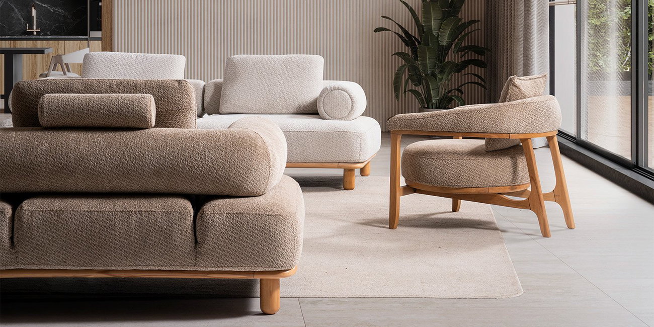 Bambu Koltuk Takımı Krem-1243-10