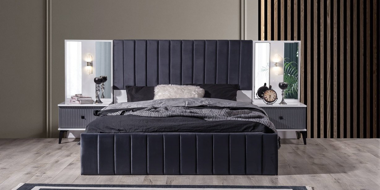 Stil Antrasit Yatak Odası Takımı Mdf-1624-11