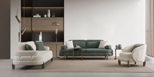 Modern Puffy Koltuk Takımı Ahşap, konforlu bir oturma odası için ideal. Şıklığı ve güncel İnegöl mobilya Fiyatları ile öne çıkıyor.