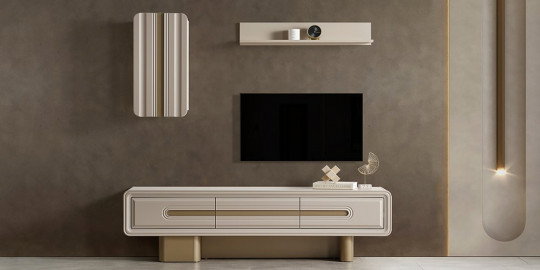 Modern tasarımlı Pera Tv Ünitesi, krem rengi ve altın detaylarıyla şık bir görünüm sunar. Bursa mobilya kalitesiyle evinize değer katar.