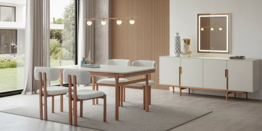 Aura Yemek Odası Takımı Natural İnegöl Mobilya