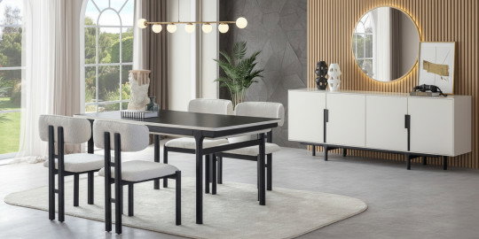 Aura Yemek Odası Takımı Siyah İnegöl Mobilya