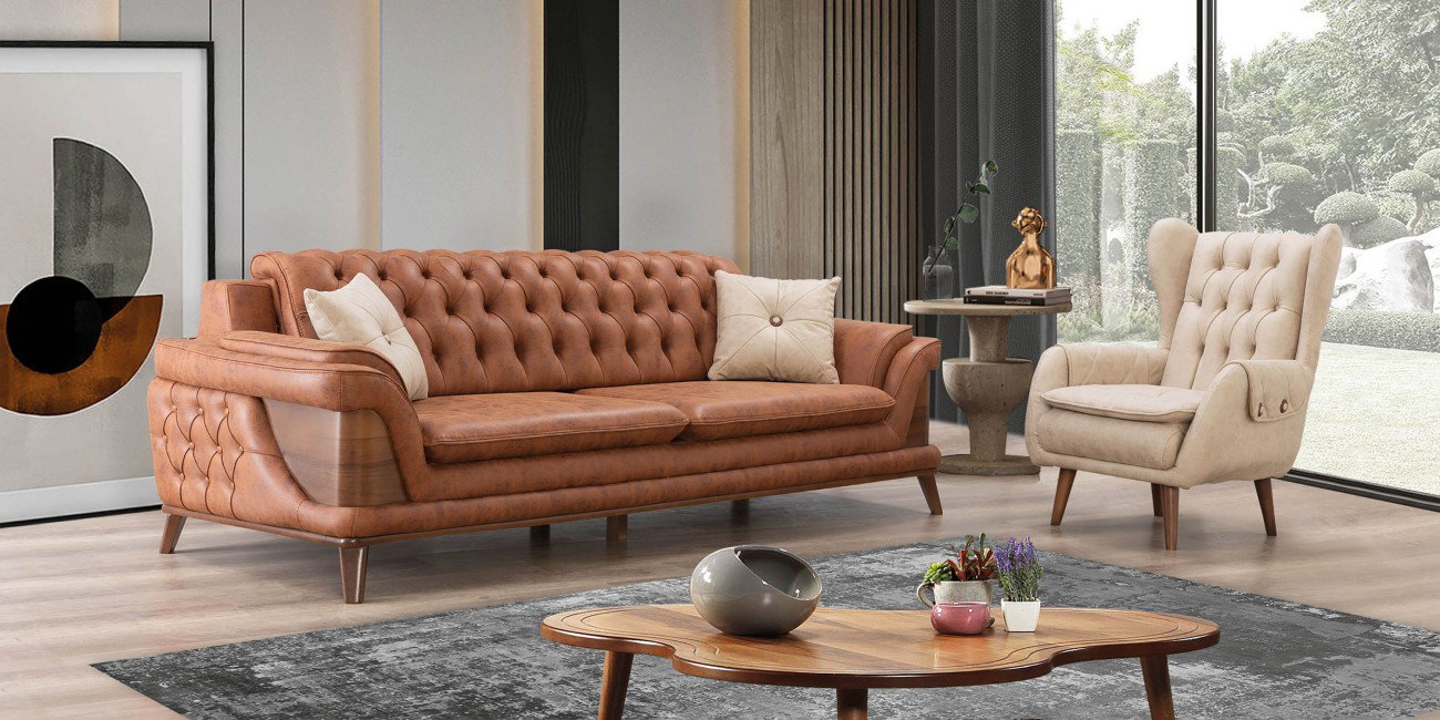 Deniz Koltuk Takımı Krem-Kiremit-982-5