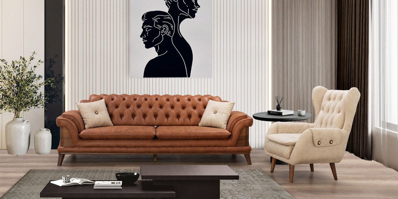 Deniz Koltuk Takımı Krem-Kiremit-982-3