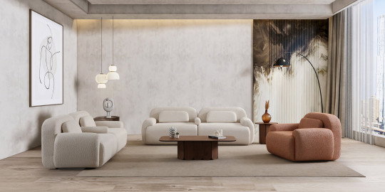 Modern ve minimalist tasarımlı Wouge Koltuk Takımı, krem ve toprak tonlarıyla İnegöl mobilya Fiyatları avantajıyla evinizi yeniler.