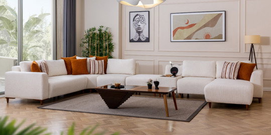 Krem rengi Prag köşe koltuk takımı, modern salonlar için ideal. İnegöl mobilya fiyatları arasında şıklığı ve konforuyla öne çıkıyor.