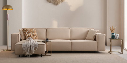 Modern ve konforlu Zen Relax L köşe koltuk, bej rengi döşemesi ve minimalist tasarımıyla yaşam alanlarınıza şıklık katıyor. Üstelik uygun fiyatlı inegöl mobilya kalitesini yansıtıyor.