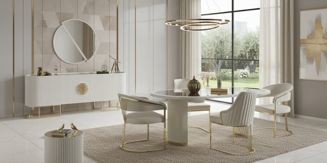 Gucci Yemek Odası Takımı Ekru İnegöl Mobilya