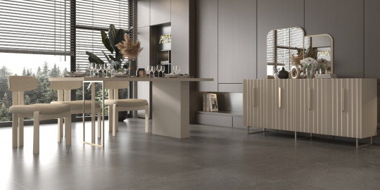 Doğal ahşap görünümlü modern Oslo yemek odası takımı, gri ve bej tonlarıyla şık bir atmosfer sunuyor. İnegöl mobilya Fiyatları.