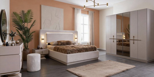 Şık Bonita Yatak Odası Takımı, aydınlatmalı başlığı ve aynalı gardırobuyla modern bir atmosfer sunuyor. İnegöl mobilya kalitesiyle estetik ve fonksiyonellik bir arada.