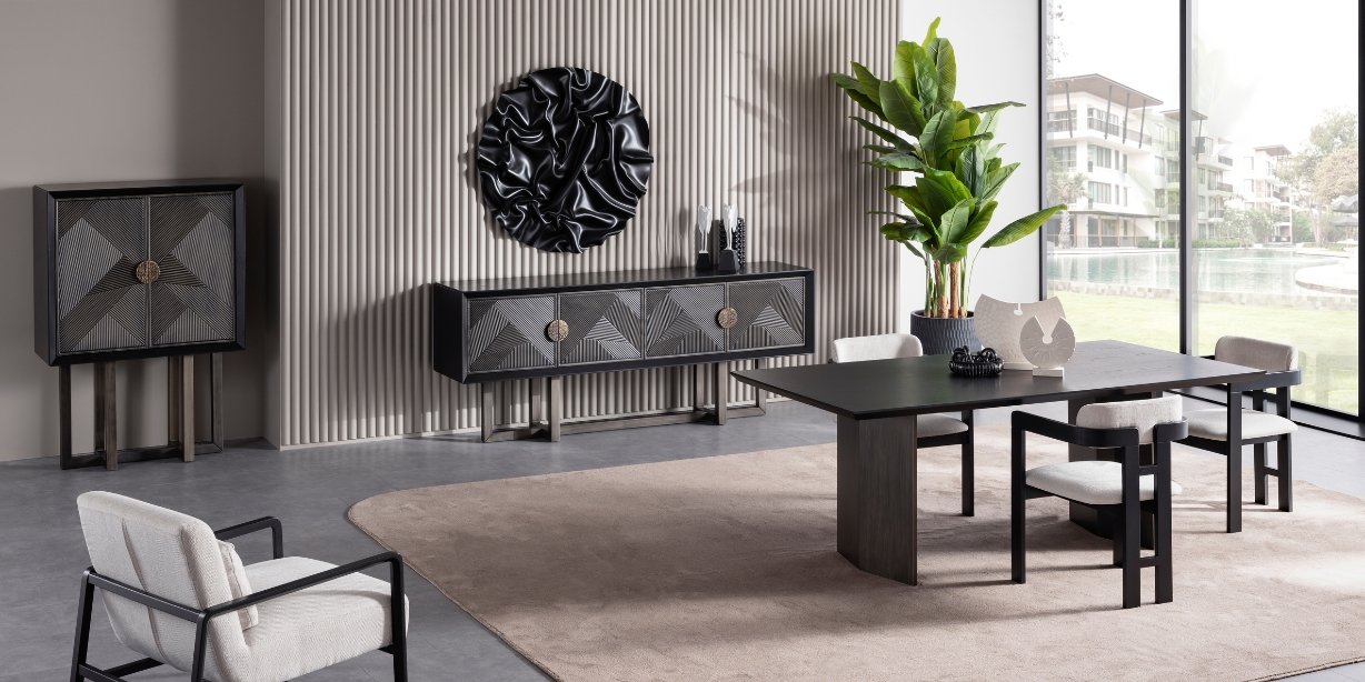 Cross Siyah Yemek Odası Takımı230720 | İnegöl Mobilya