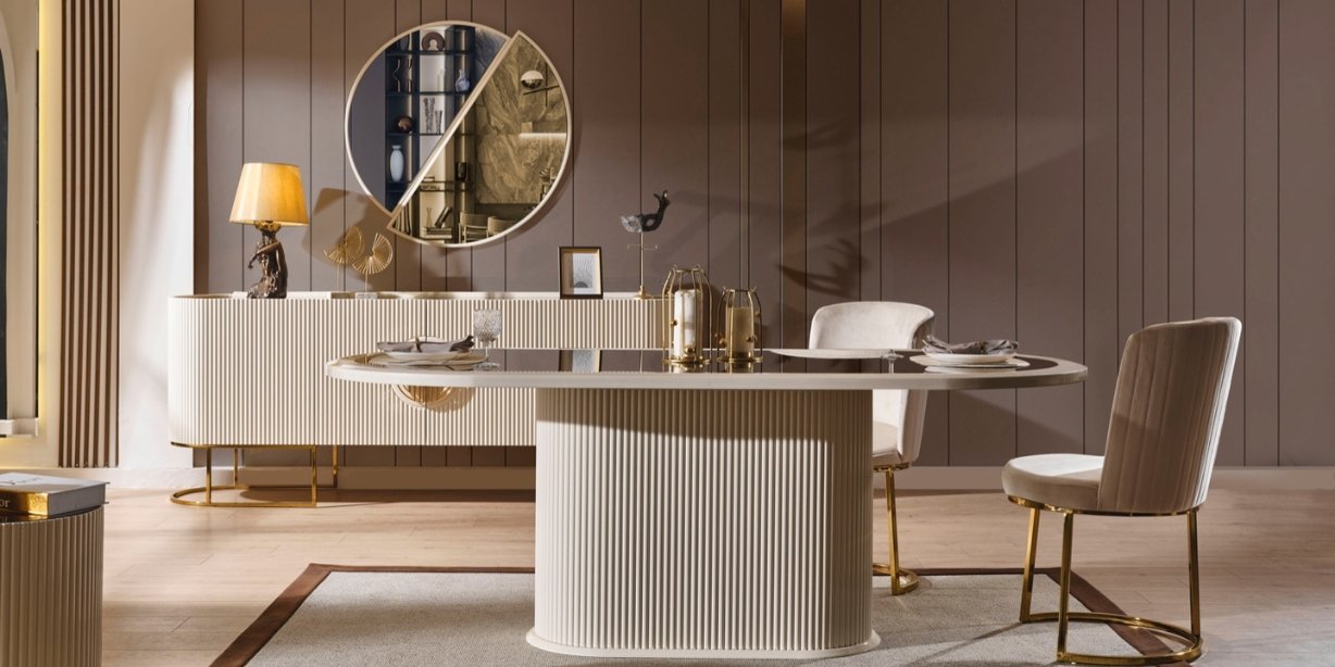 Gucci Ekru Gold Yemek Odası Takımı230594 | İnegöl Mobilya
