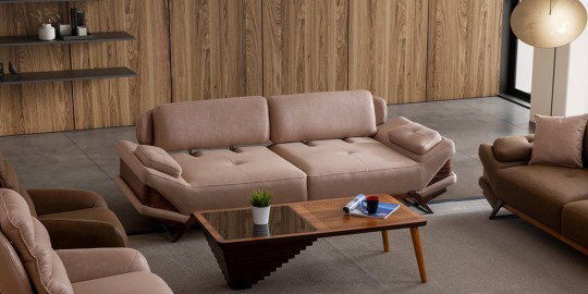 Milano Klapalı Koltuk Takımı Krem-2714-1