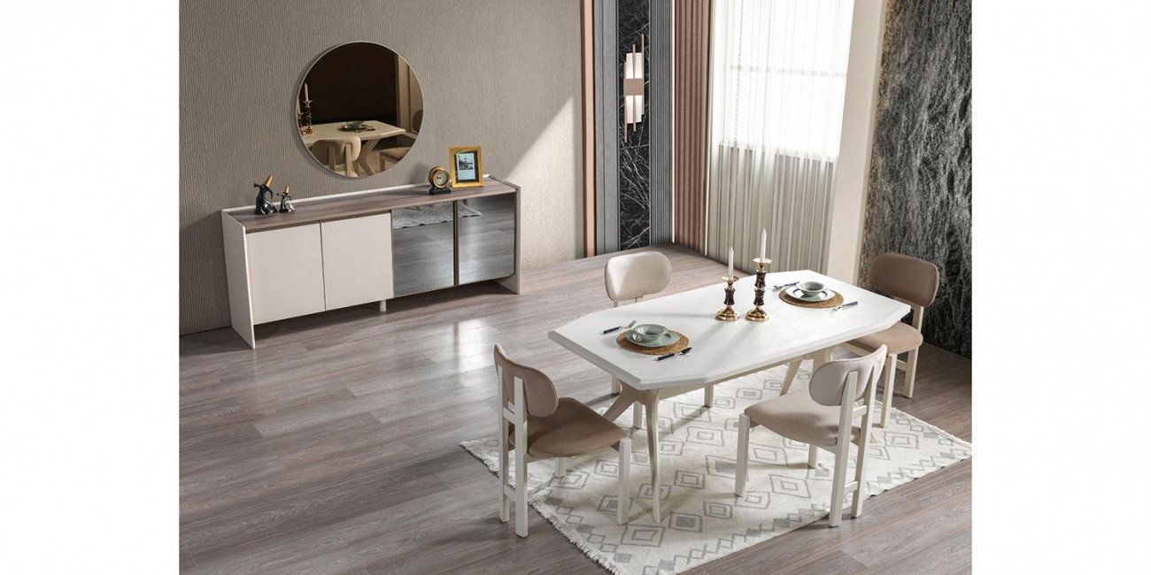 Asya Yemek Odası Takımı Ekru229340 | İnegöl Mobilya