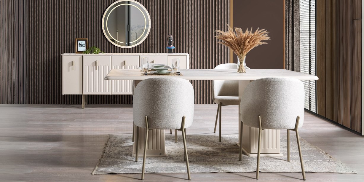 Pera Yemek Odası Takımı Traverten229755 | İnegöl Mobilya