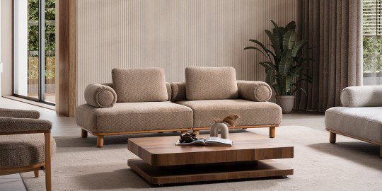 Bambu Koltuk Takımı Krem-1243-1