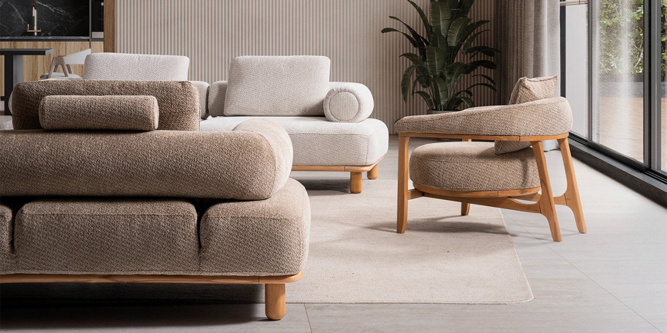 Bambu Koltuk Takımı Krem-1243-10