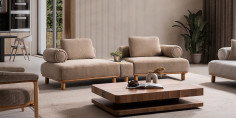 Bambu Koltuk Takımı Krem-1243-11