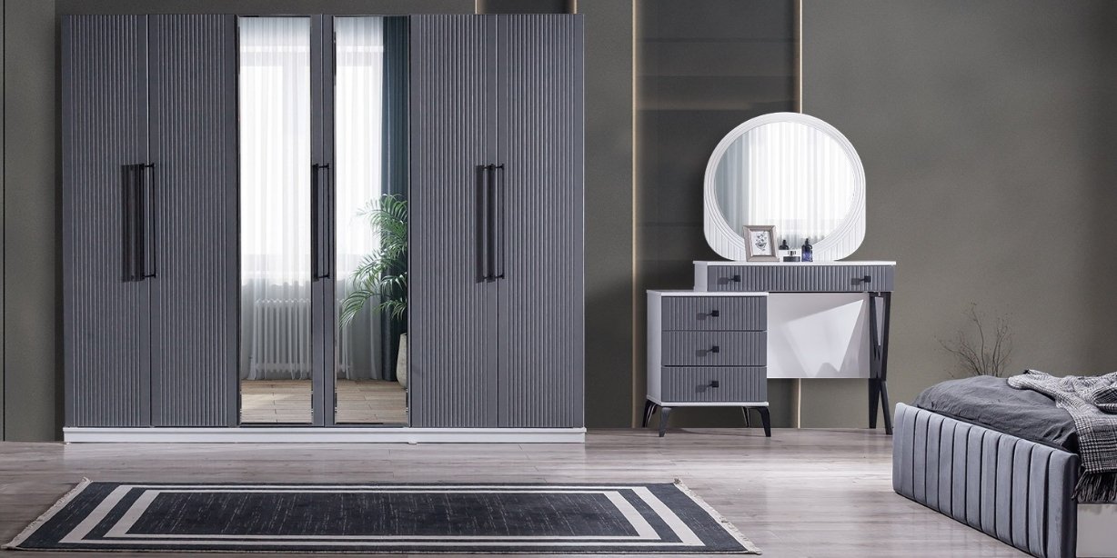 Stil Antrasit Yatak Odası Takımı Mdf-1624-1