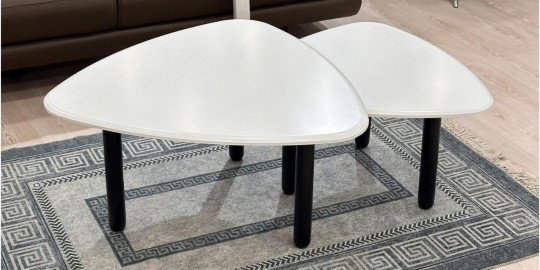 Delta İkili Orta Sehpa Siyah Beyaz