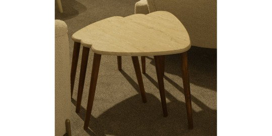 Üçlü Traverten Ceviz Zigon Sehpa223744 | İnegöl Mobilya