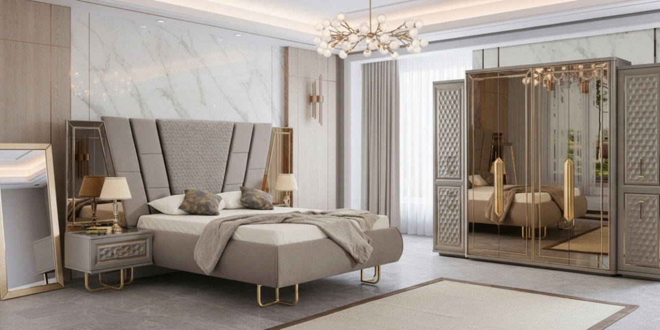 Lounge Yatak Odası Takımı Nehir Kumu İnegöl Mobilya