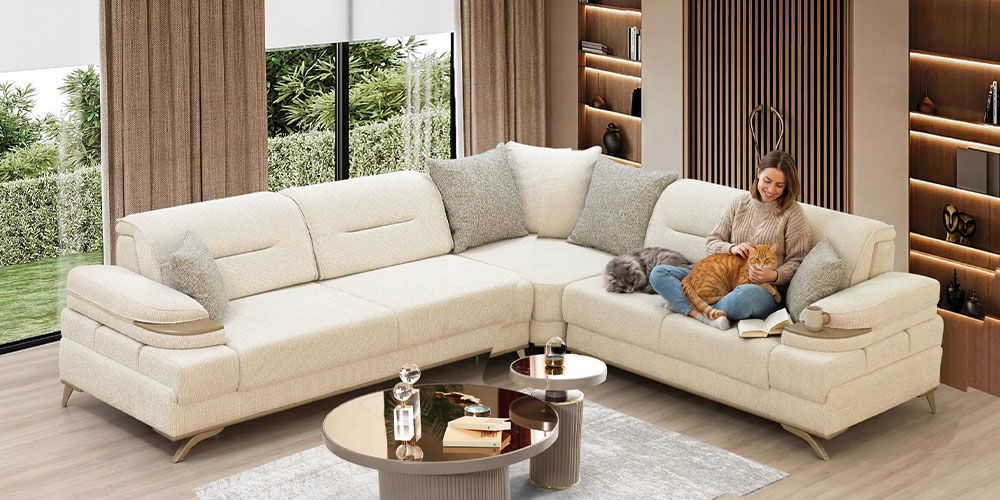 Paris Köşe Koltuk Takımı Krem