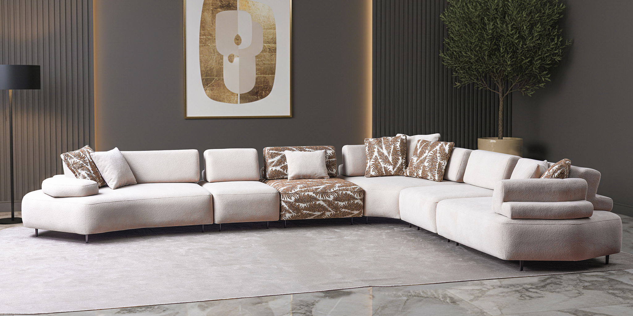 Puzzle Köşe Koltuk Takımı Beyaz