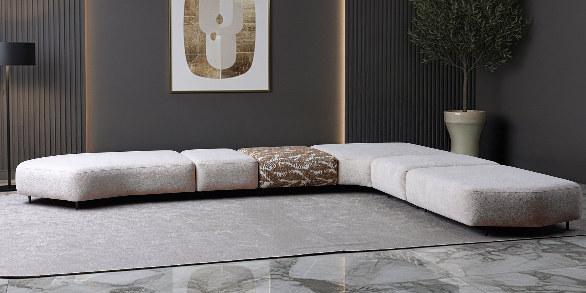 Puzzle Köşe Koltuk Takımı Beyaz