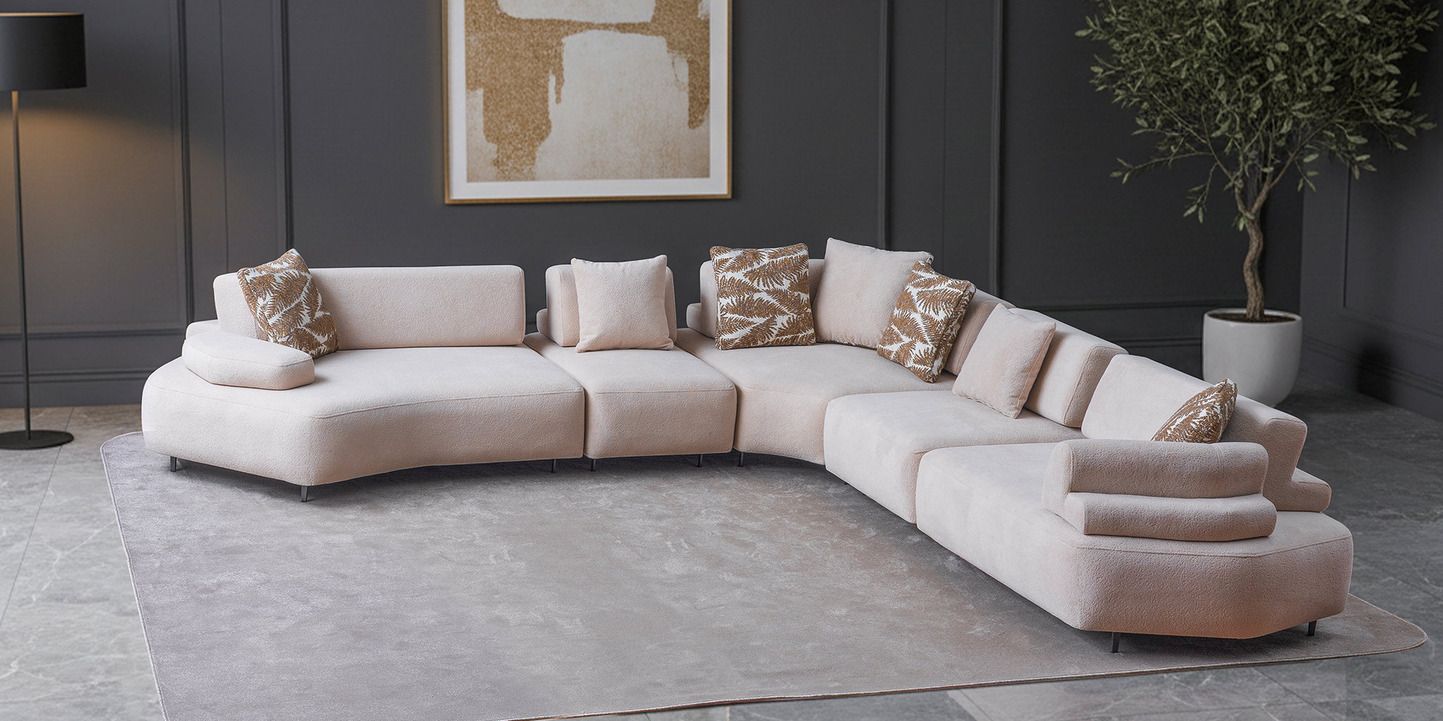 Puzzle Köşe Koltuk Takımı Beyaz