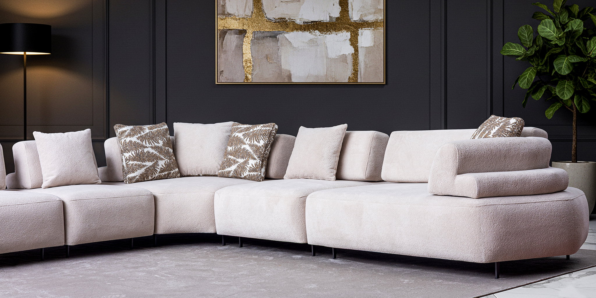 Puzzle Köşe Koltuk Takımı Beyaz