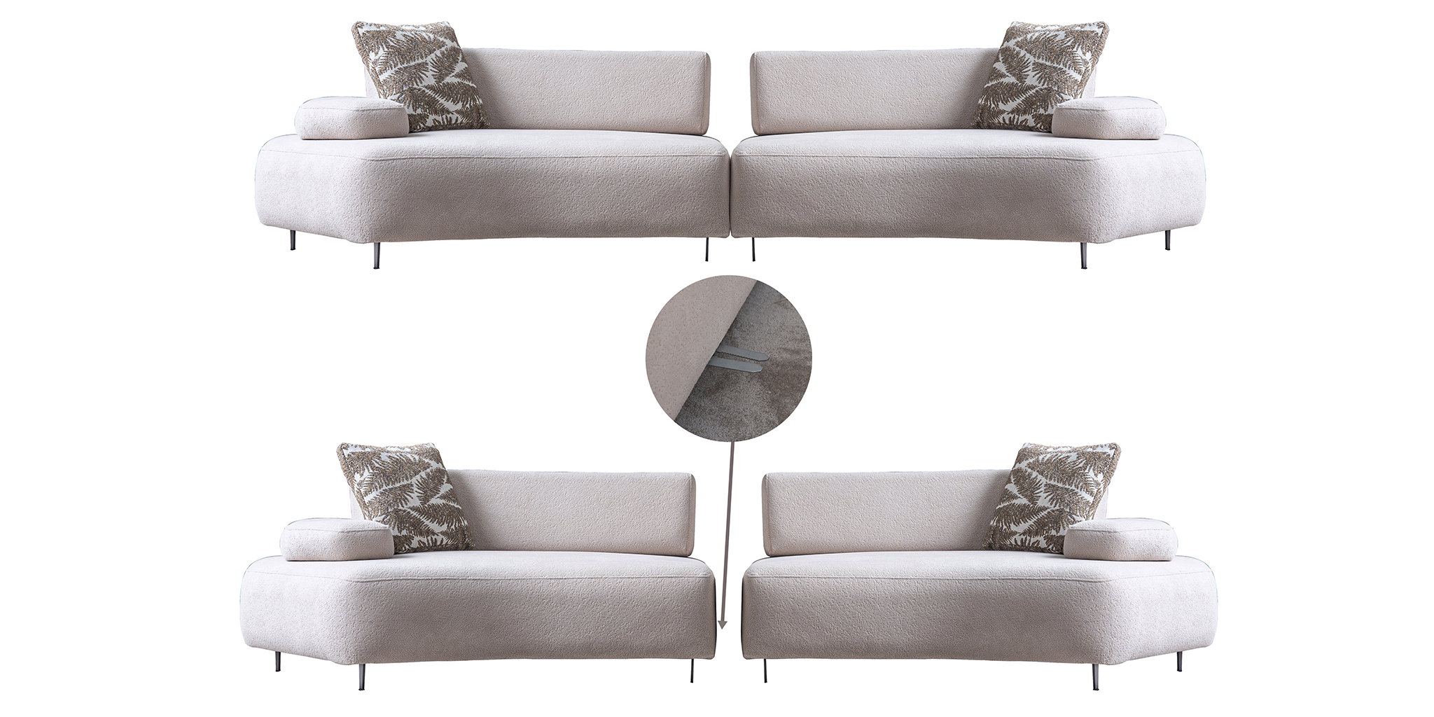 Puzzle Köşe Koltuk Takımı Beyaz