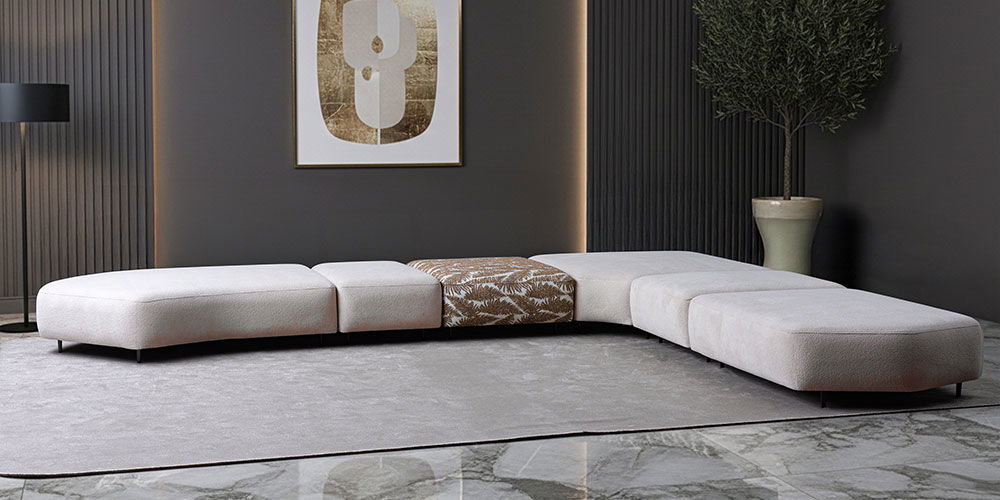 Puzzle Köşe Koltuk Takımı Beyaz