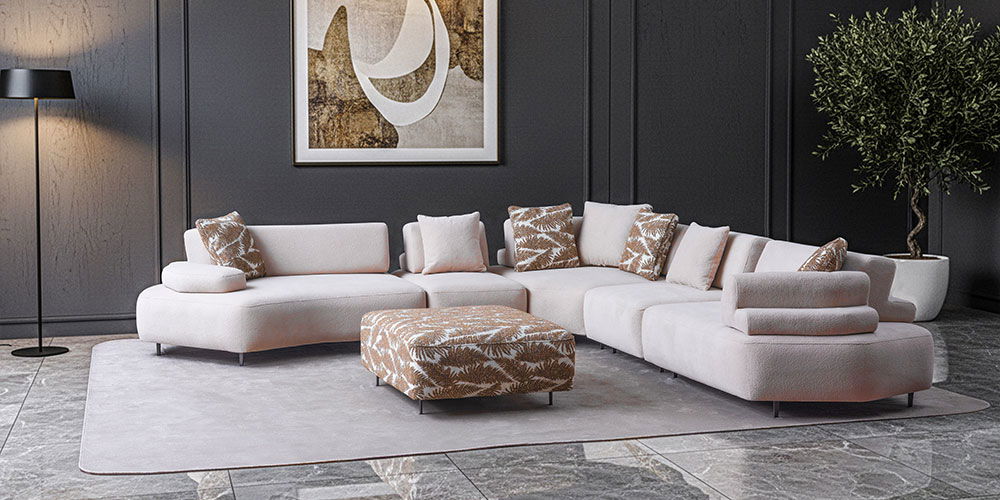 Puzzle Köşe Koltuk Takımı Beyaz