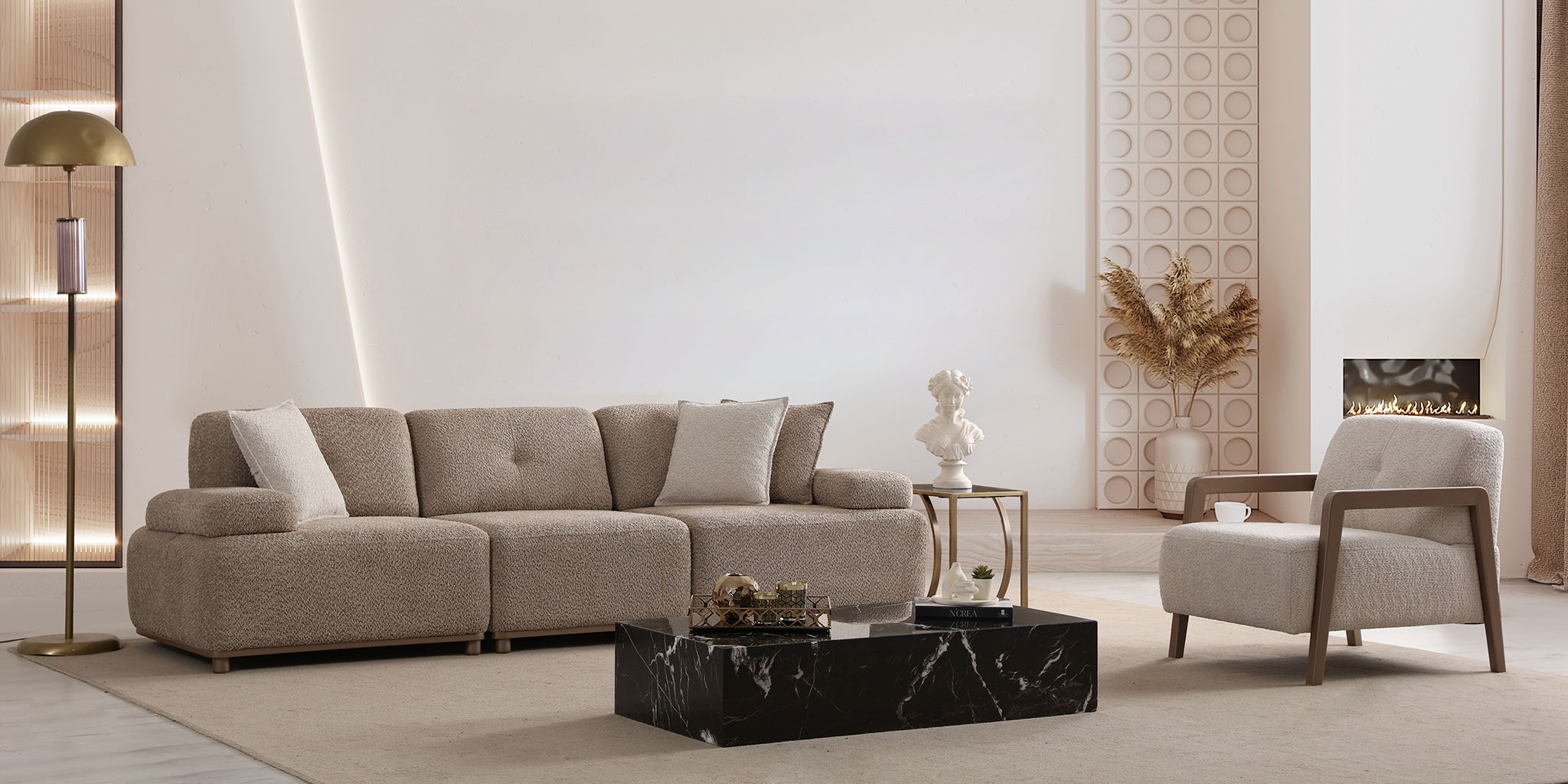 Lina Koltuk Takımı Krem