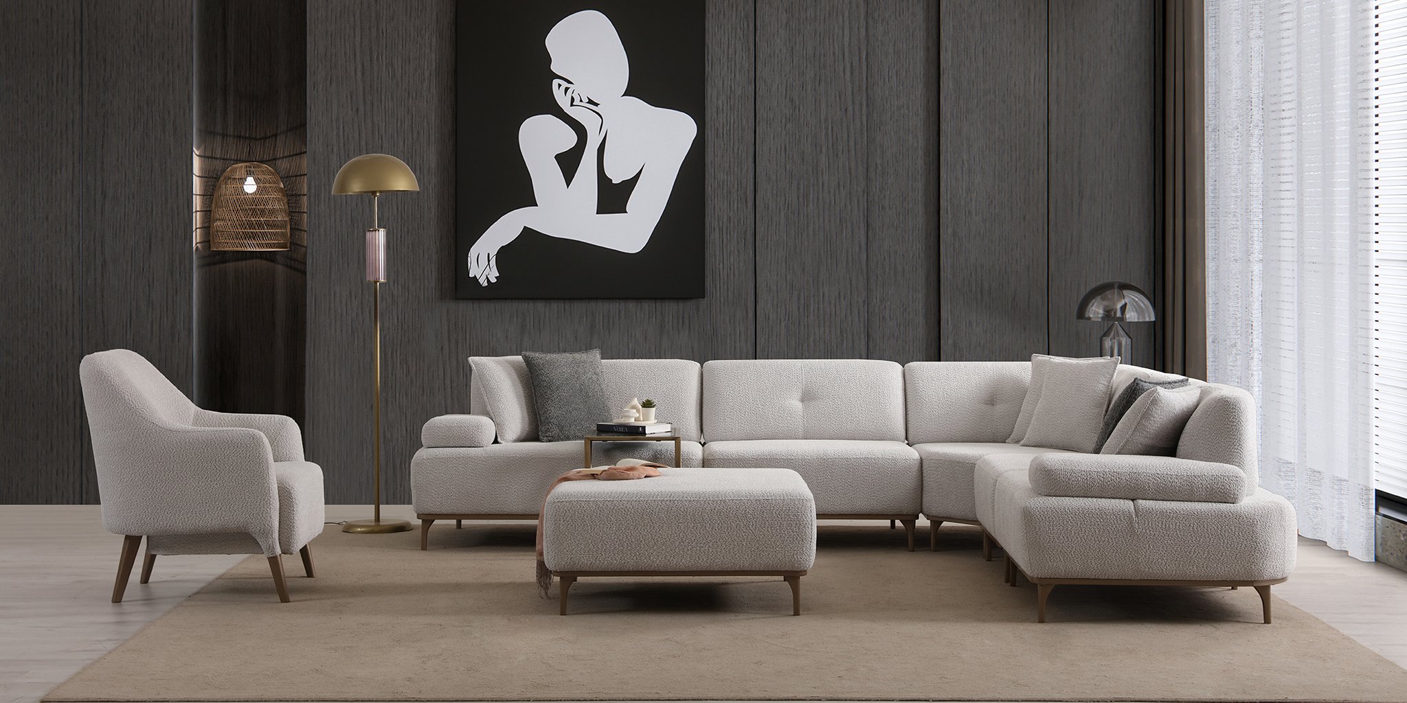 Lina Köşe Koltuk Takımı Gri