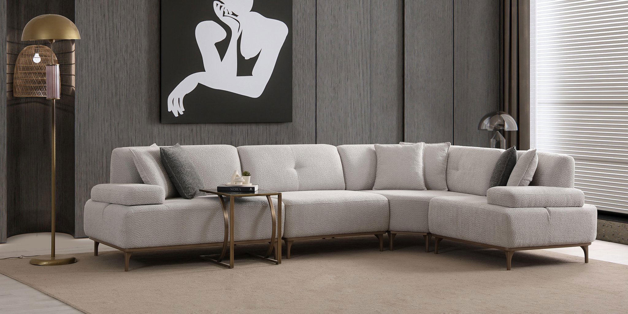 Lina Köşe Koltuk Takımı Gri