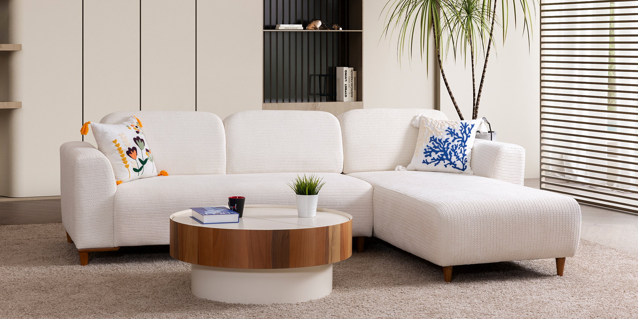 Prag Köşe Koltuk Takımı Beyaz