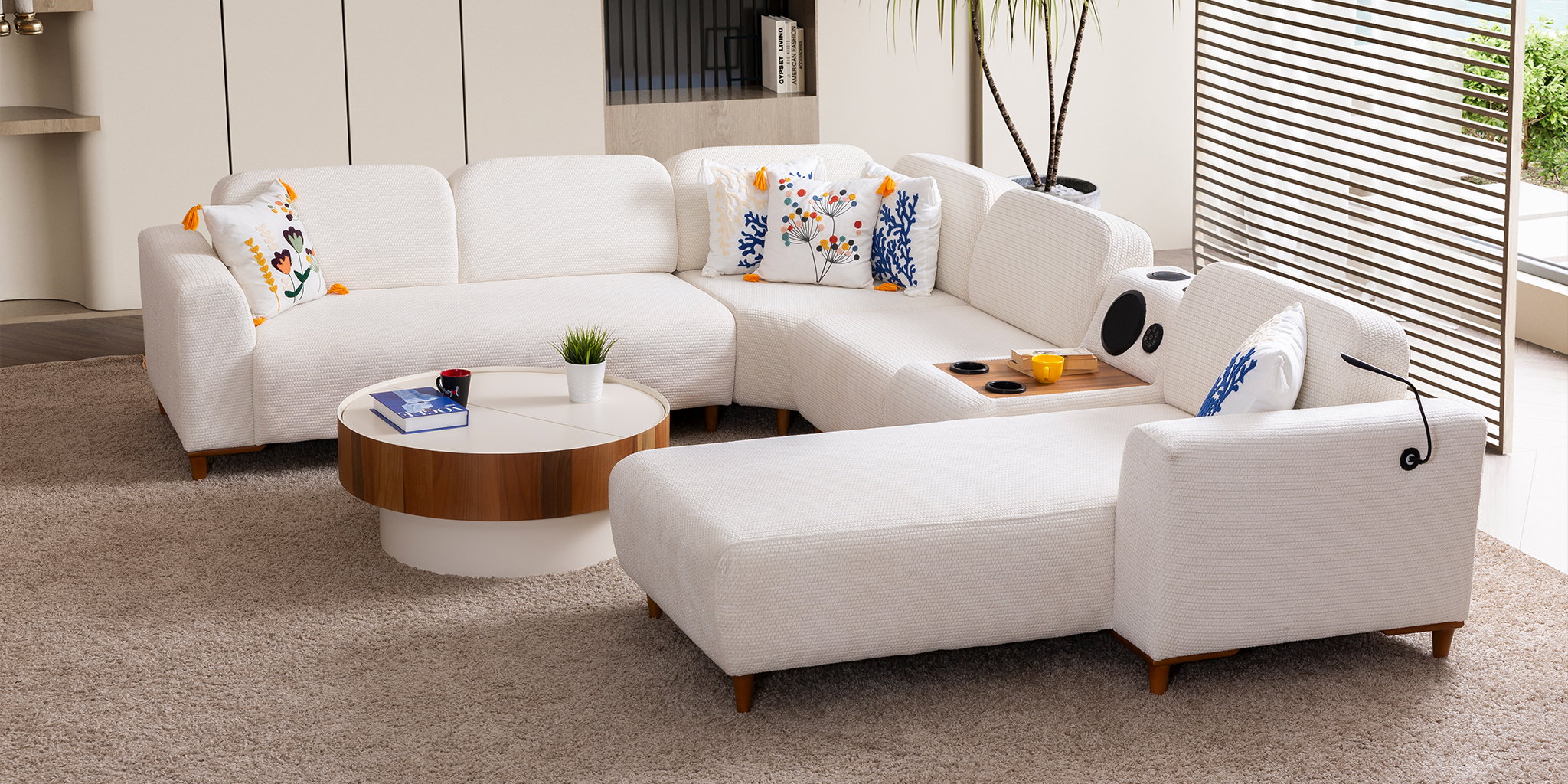 Prag Köşe Koltuk Takımı Beyaz