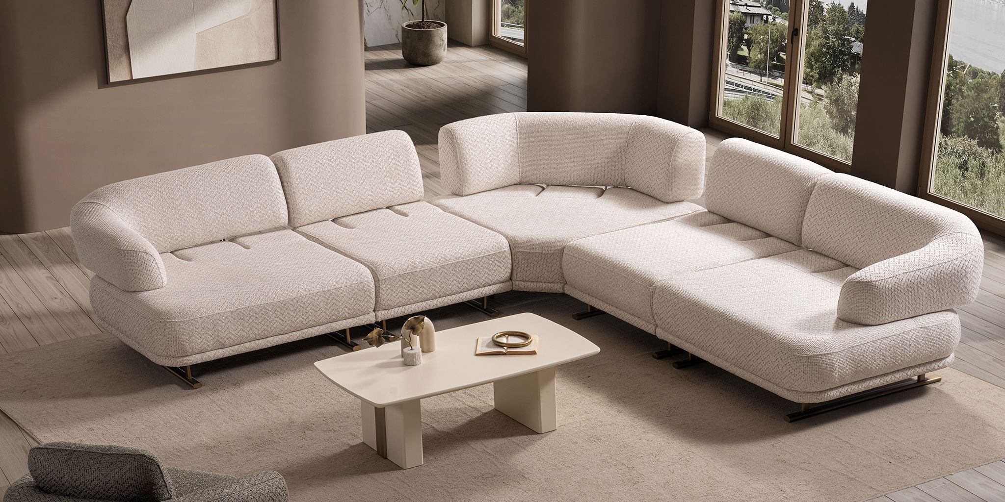 Gloria Köşe Koltuk Takımı Krem