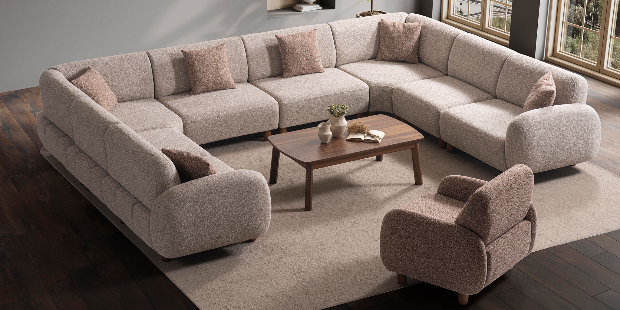 Moon Köşe Koltuk Takımı Krem